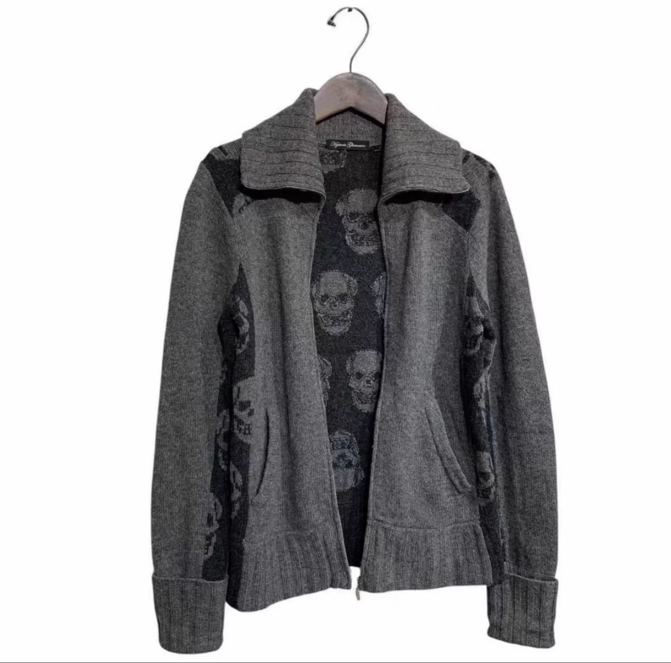 [Australian Wool] Exclusive Hysteric Glamour Hysterical Charm Skull Print Zip-Up Cardigan