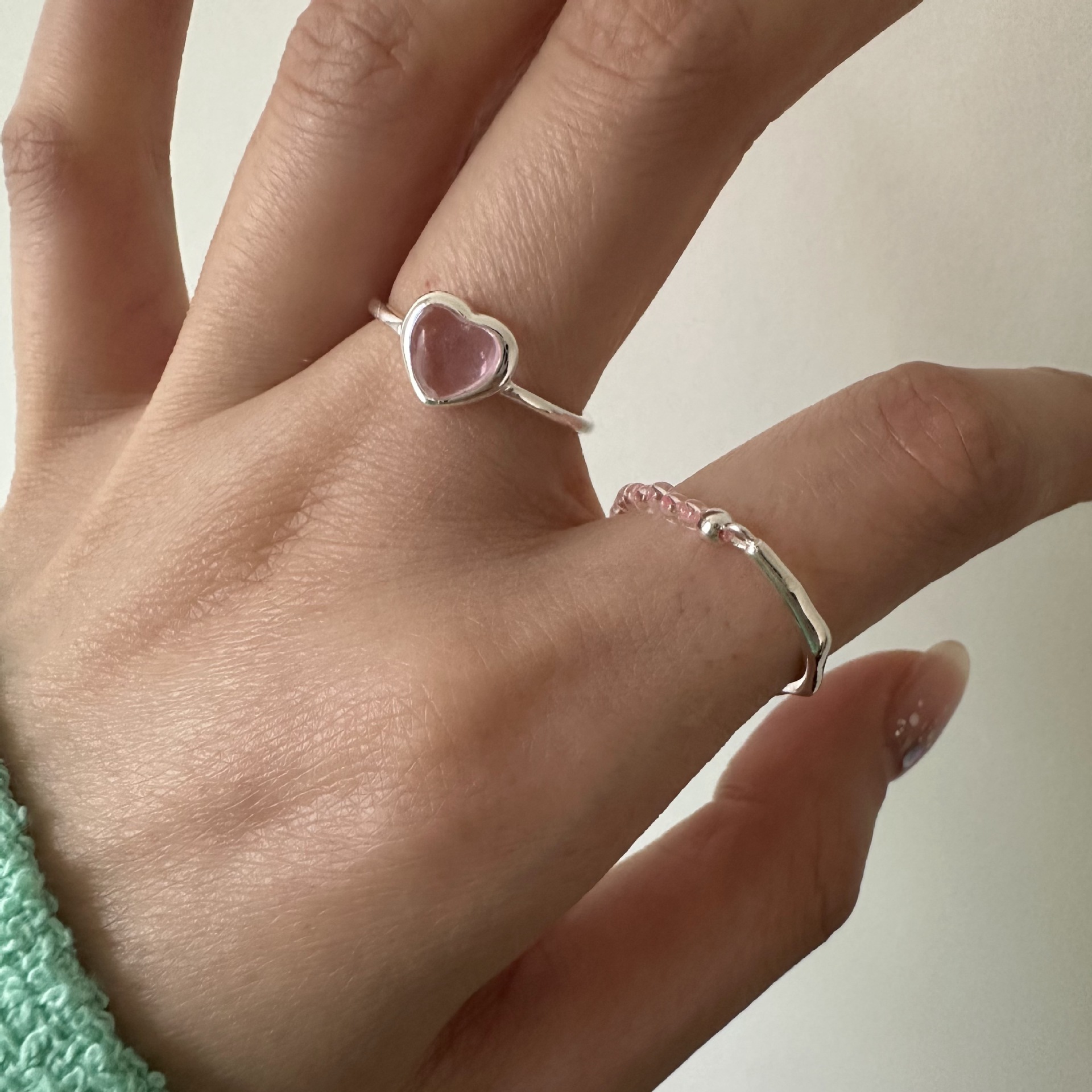 Love elastic rope ring combination s925 sterling silver index finger ring stacked style 2024 new silver jewelry wholesale for women