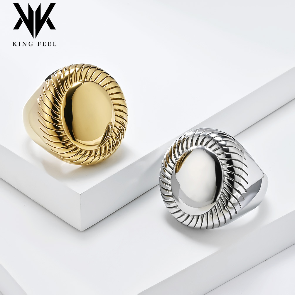 Ins European and American Titanium Steel Gold-plated Ring Exaggerated Temperament All-match High-end Fashionable Women's Simple Design Hand Jewelry