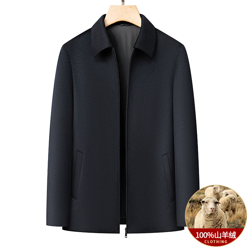 High-grade 100% cashmere double-sided woolen coat jacket men's middle-aged business casual woolen coat for father