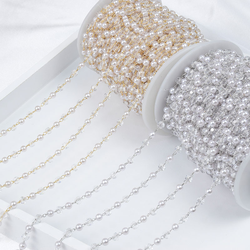 DIY Chain Crystal Plus Pearl Chain Tassel Chain Antique Hair Accessories Performance Clothing Material Decorative Chain