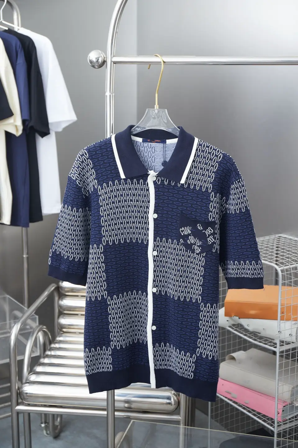 2025 early spring new high-quality donkey checkerboard mercerized cotton sweater short sleeve coat shorts suit for men and women