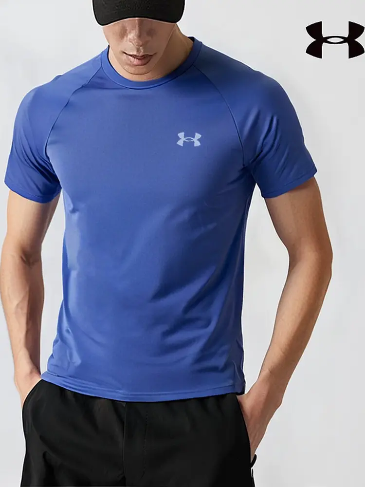 Ua under Armor T-Shirt Men's Quick-Drying Clothing Autum Running Sportswear Fitness Training Top Round Neck Half-Sleeved Short-Sleeved
