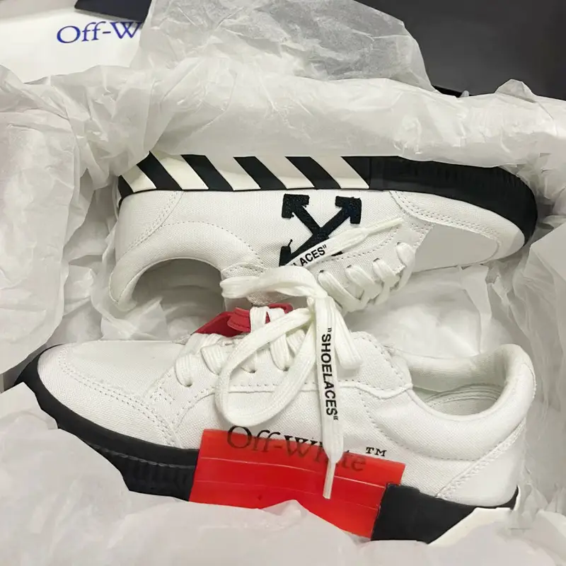 Off Low Ankle Men's Shoes Vulcanized Canvas Yintai Black and White Zebra Double Arrow White Genuine Leather Sports Shoes for Women