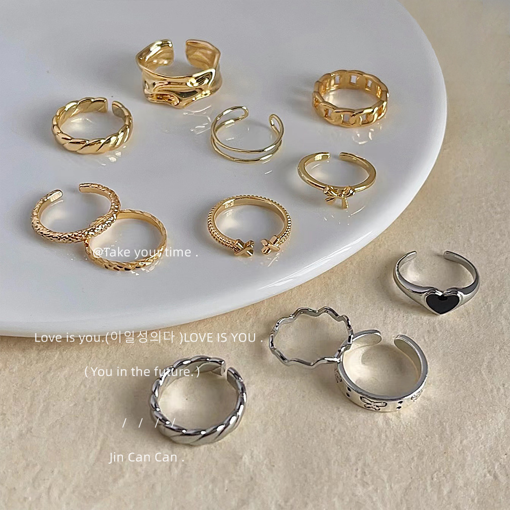 Ring collection opening adjustable fashion commute High sense plating 14K ring female food finger ring factory wholesale