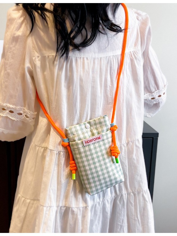 2025 Plaid Shoulder Bag, Miscellaneous Storage Bag, Walking Key Shoulder Bag, Hand-Held Small Cloth Bag, Mobile Phone Bag, Cute