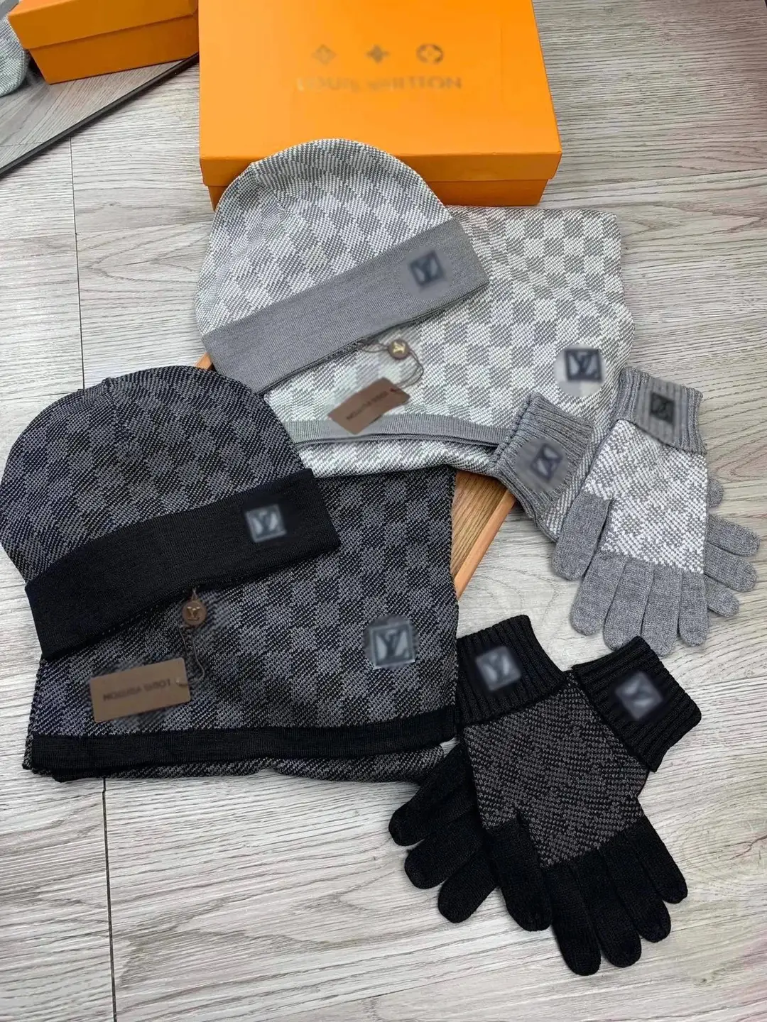ZM-L Fall/Winter Classic Wool Scarf Hat Gloves -X