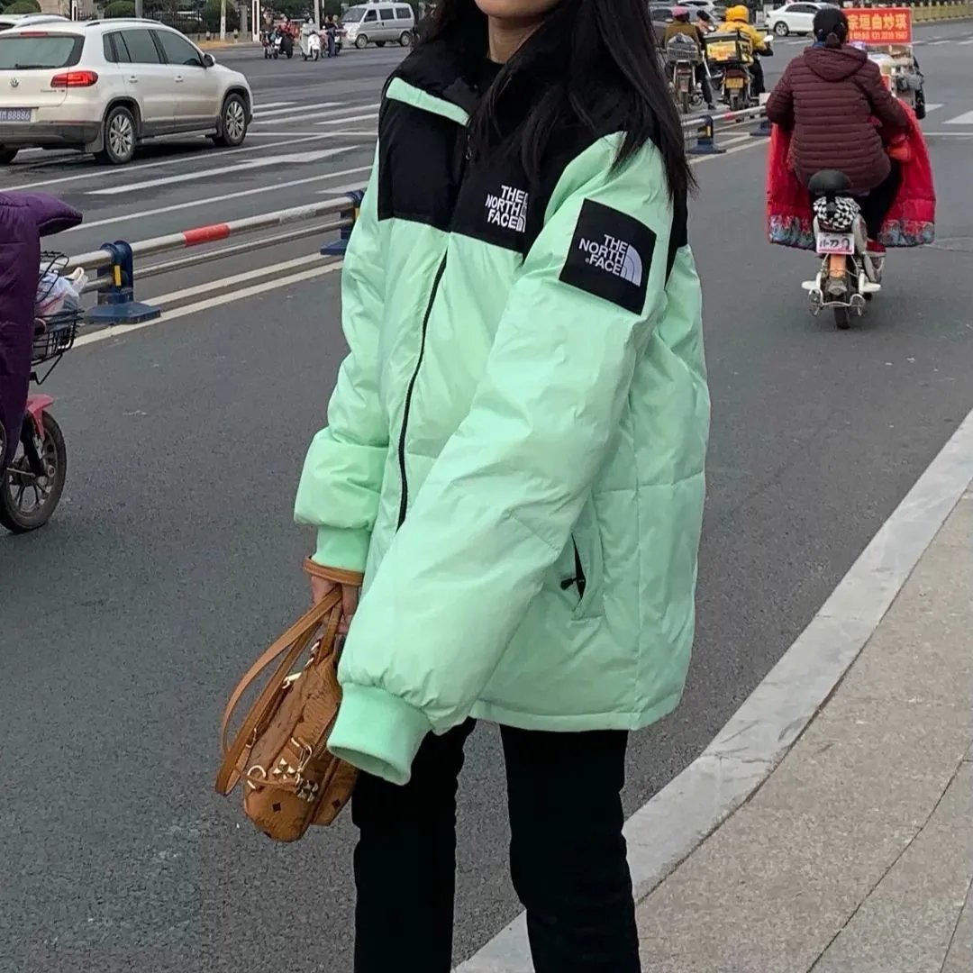 小红书网红同款北面拼接棉服学生男女抖音爆款夹棉加厚棉衣宽松潮