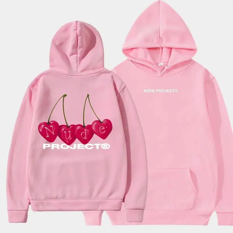 2024 Hot Sourcing Products Naked Project Women's Drop Shoulder Sleeve Hoodie Logo Printed Sweatshirt, Millennium