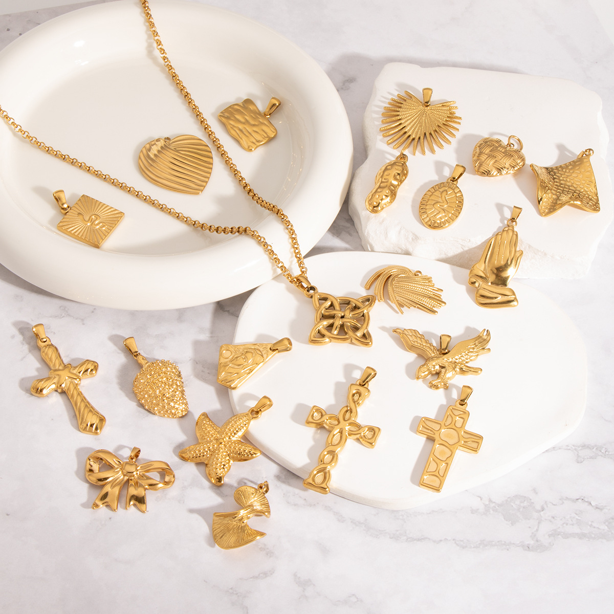 European and American cross-border retro jewelry accessories stainless steel pendant cross star does not fade diy design pendant jewelry
