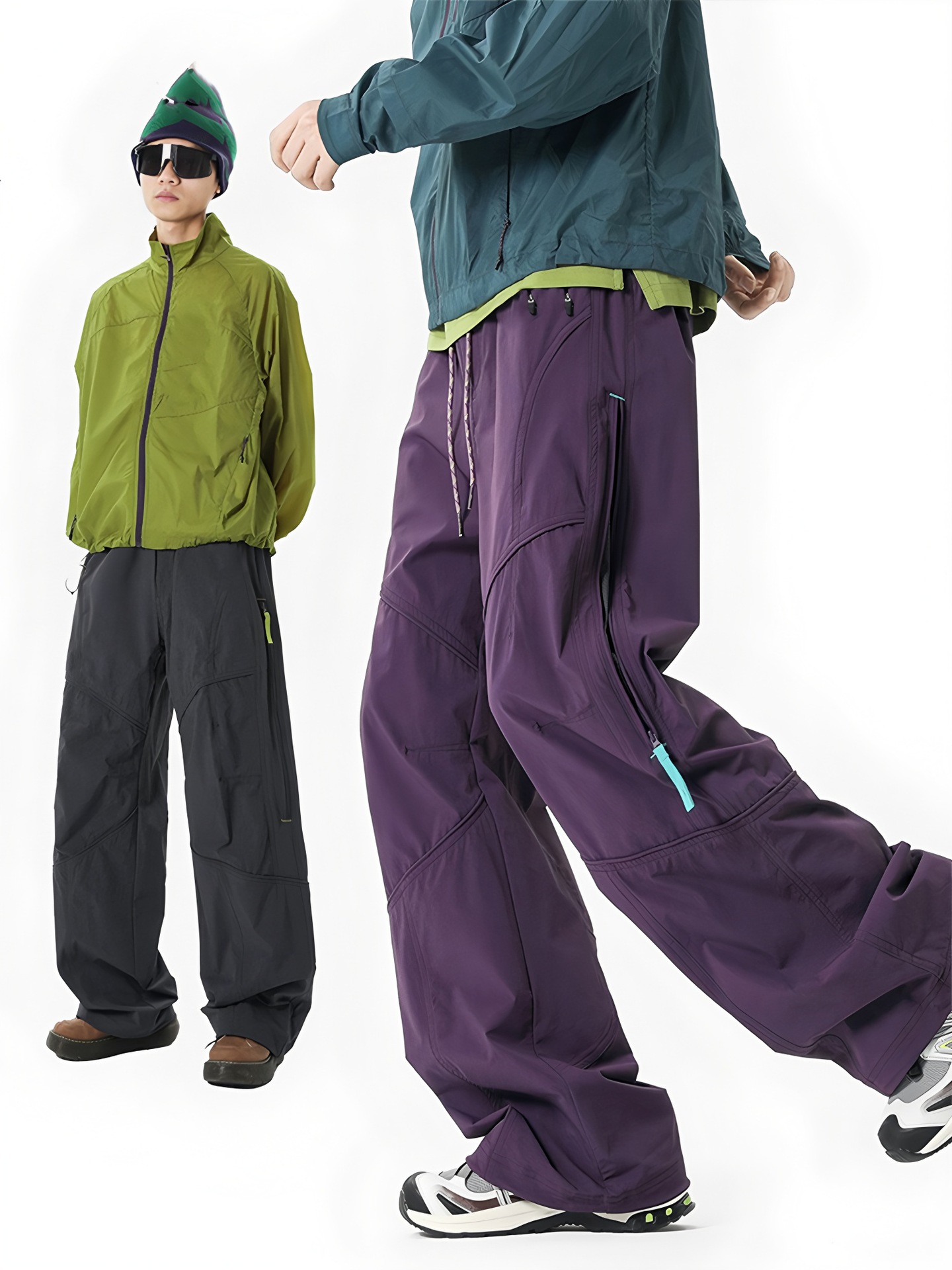Mountain-Style Outdoor Hiking Pants, Workwear Pants for Men, Autumn and Winter Quick-Dry Water-Resistant Mountaineering Long Pants, Functional Side-Zip Casual Pants for Women