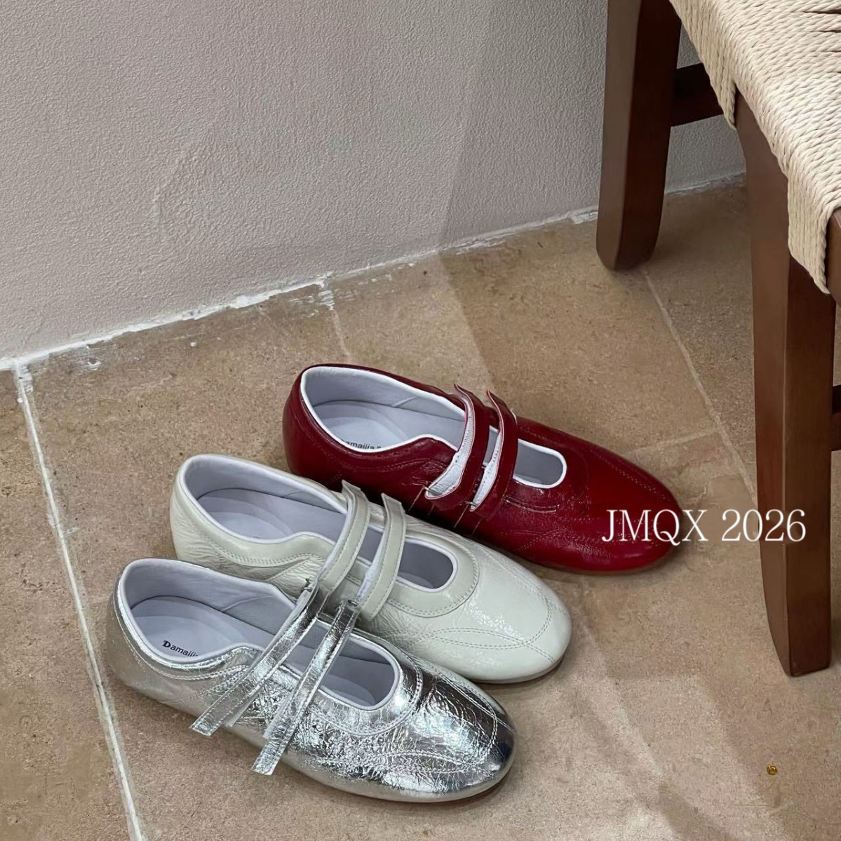 French-Style Top-Layer Cowhide Velcro Shallow Ballet Shoes for Women, 2026 Summer New Model, Comfortable Soft-Soled Mary Jane Shoes