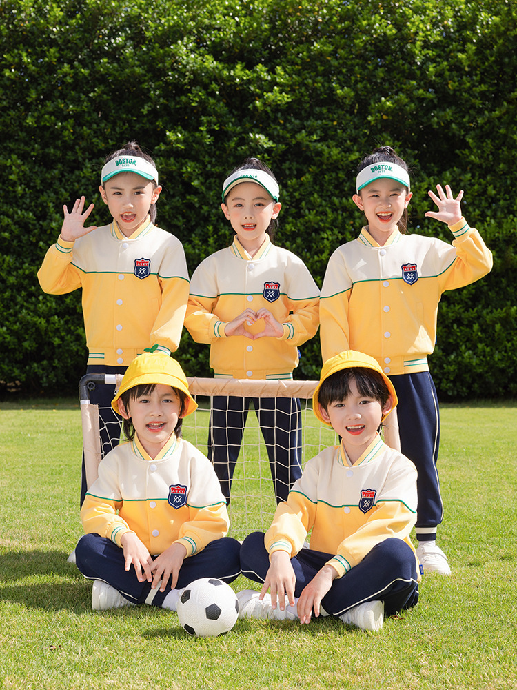 English Style Class Clothes Primary School Students' School Uniform Spring and Autumn Clothes Four-piece Children's Baseball Clothes Sports Kindergarten Garden Clothes suit