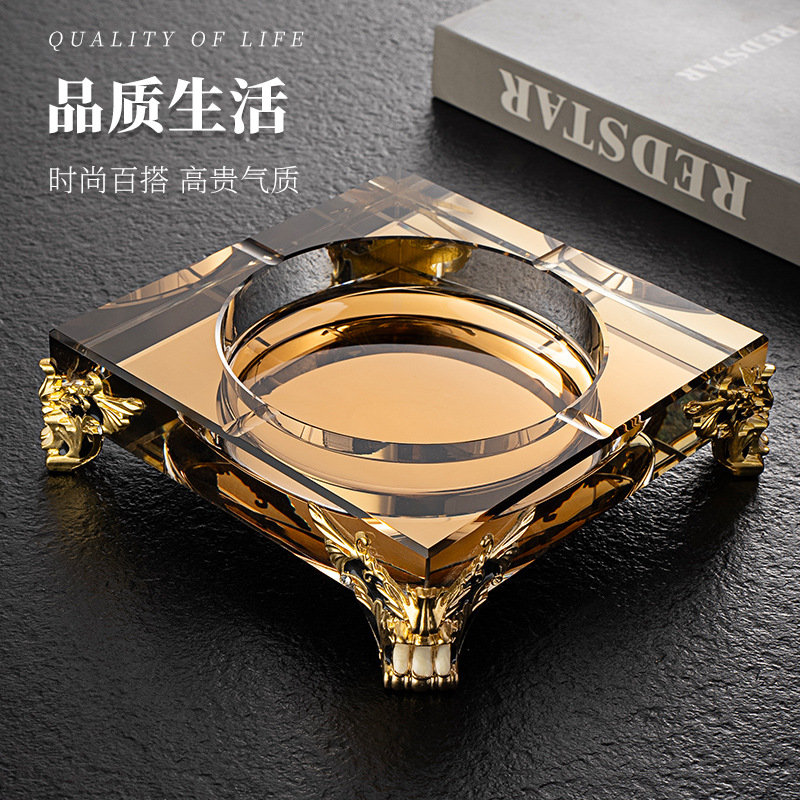 Glass Deepened Ashtray Creative Home Living Room Light Luxury High Sense KTV Bar Commercial Hotel Ashtray Ornaments