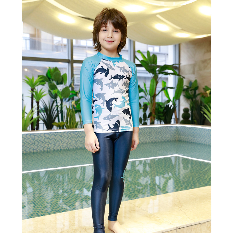 Boys' Swimsuit Split Medium and Large Children's Long Sleeve Trousers Sun Protection Students Large Size Boys' Diving Suit Korean Children's Swimsuit