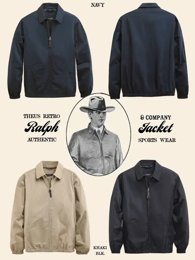 Men Wear Administrative Jacket American Retro Polo Collar Pure Cotton Plain English Casual Cadres Outwear