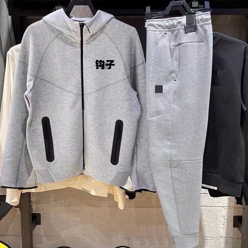320g Heavy Cotton Sports Suit Men's Spring & Fall Hooded Sweatshirt Jacket Casual Versatile Cuffed Pants Running Training 46