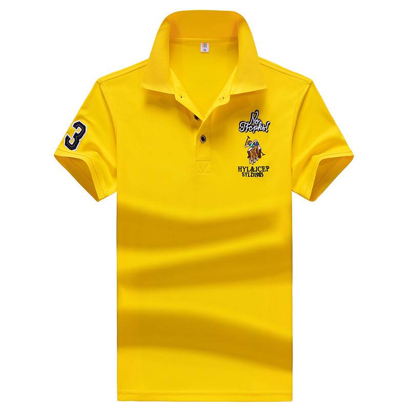 Men's Short-sleeved T-shirt Lapel Summer Business Solid Color Youth Slim-fit Embroidered Short-sleeved Men's T-shirt Top