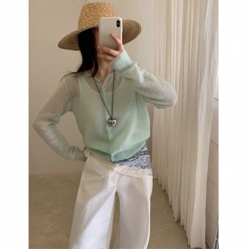 2026 Spring Waxy Knit Sweater'Old Money' Style! Korean-Style Fresh High-Quality Long-Sleeve Knitted Cardigan