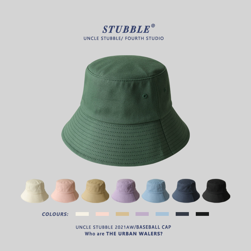 Japanese Solid Color Big Head Fisherman Hat Summer Light Plate Big Corned Basin Hat for Boys and Girls Showing Face Small Sunshade Hat Spot