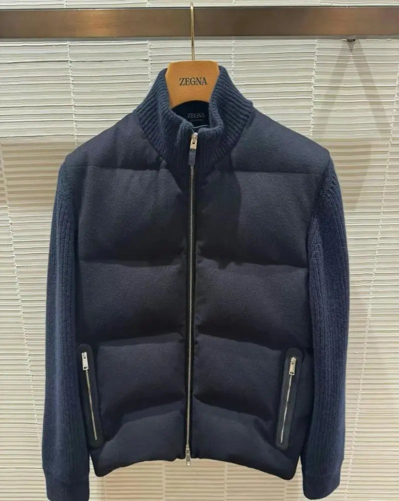 No return code new Zegn2025 autumn and winter new OasiCashmere oasis 100% wool full zipper men's down jacket