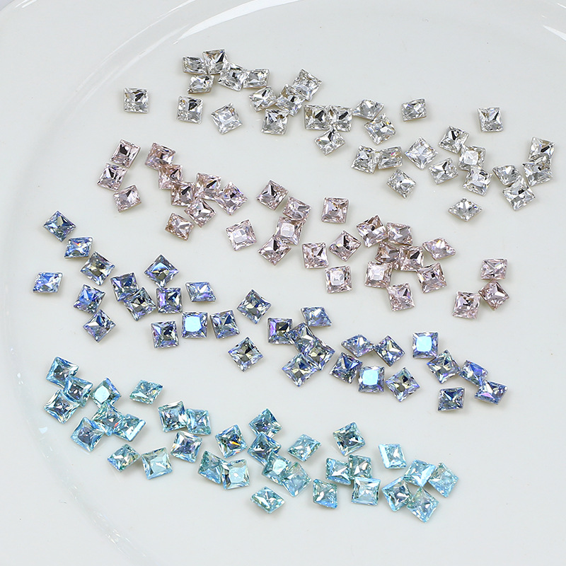 Dongzhou Square Pointed-Back Rhinestones 5*5 Nail Art Rhinestones, Sparkling Princess Square High-Quality Dongzhou Rhinestones DIY Nail Art Decoration Rhinestones Wholesale