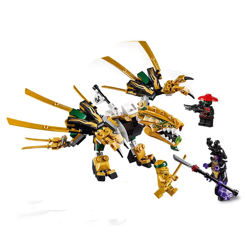 Phantom Ninja Series Gold Flying Dragon Assembly Compatible with 70666 Boys' Puzzle Building Blocks Children's Toy Gifts