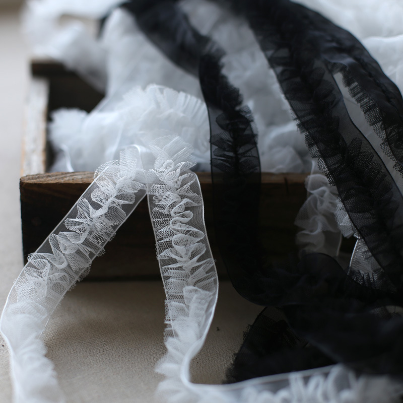 2.5cm wide gauze shrunk lace lace gauze collar lace skirt diy doll skirt trim decoration