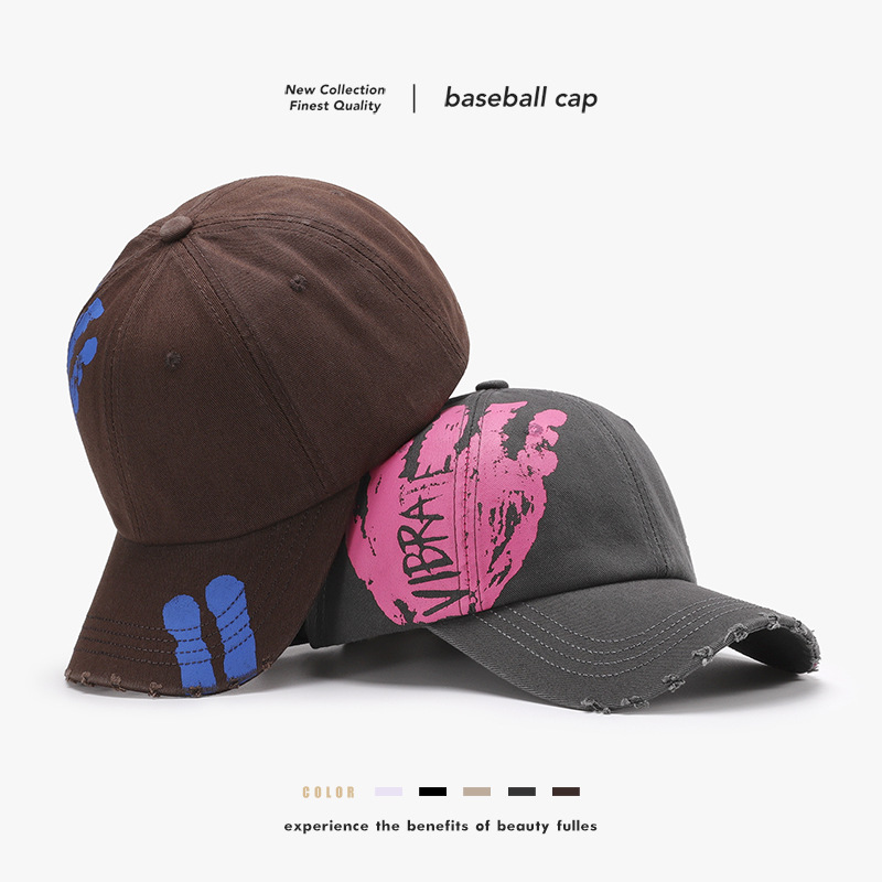 Personalized Neutral Style Street Letter Trendy Brand Curved Eave Cap Women's Washed Outdoor Soft Top Curved Eave Baseball Cap for Men