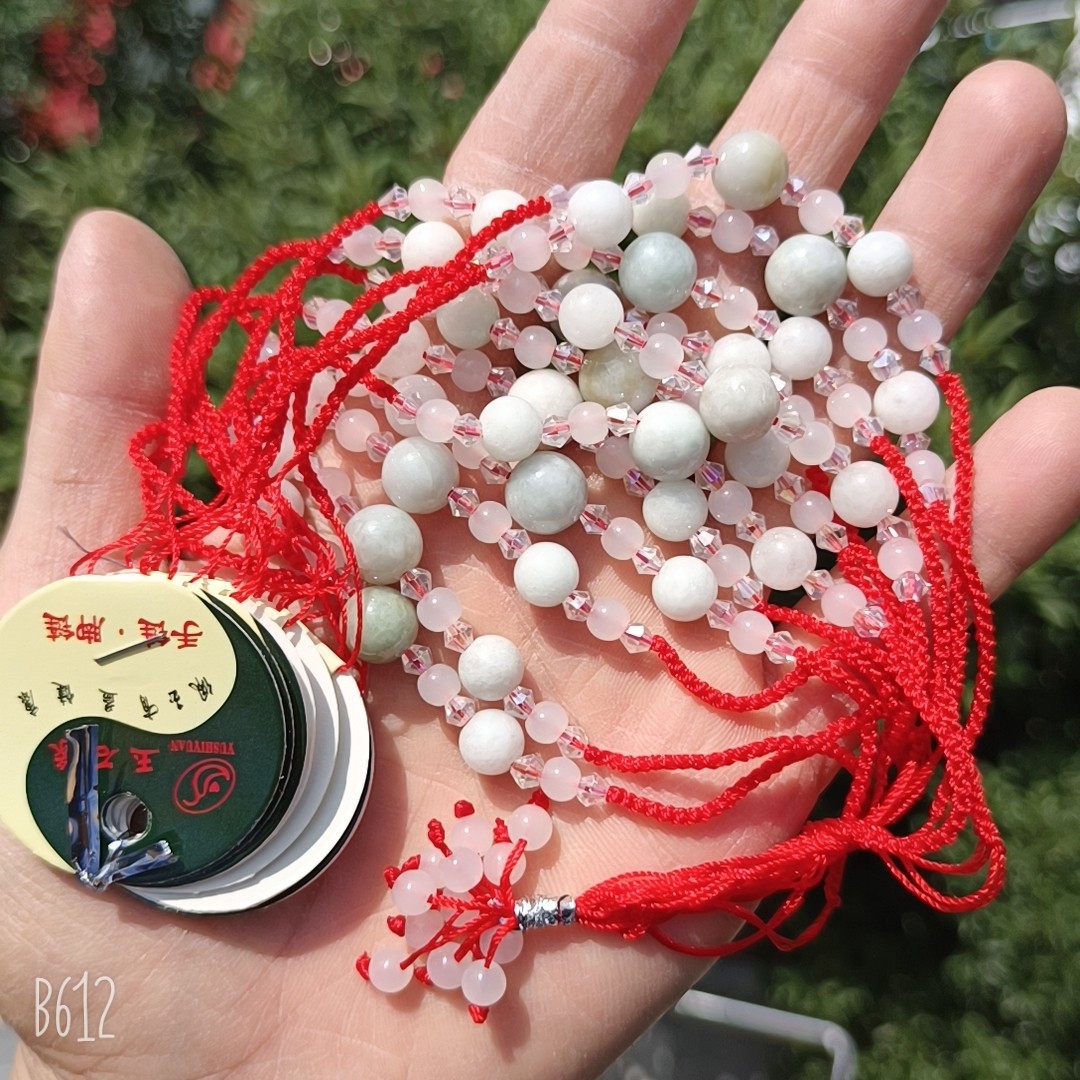 Classic red rope Jade beaded oval jade bracelet anklet hand woven bracelet wholesale 2 yuan store supply