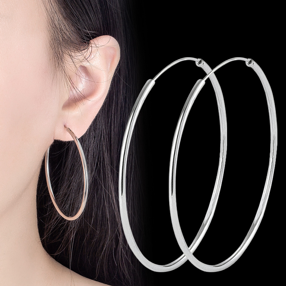 Cross-border Internet Celebrity Korean-style Circle Fashion Simple Ear Stud Distinctive Creative Big Ear Ring Exaggerated Geometric Round Ear Jewelry
