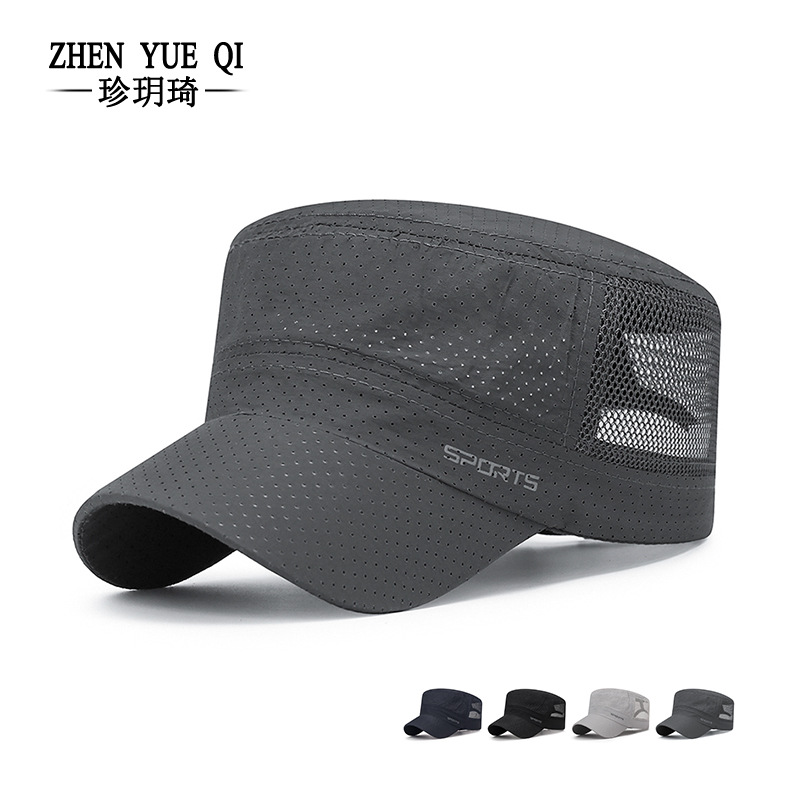 Quick-drying flat cap men's spring and summer sunscreen thin breathable mesh versatile outdoor fishing duck tongue hat