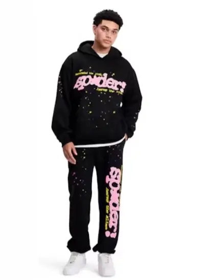 Cross-border platform hot spider web sweater Sp5der Hoodie trendy street loose sweater suit