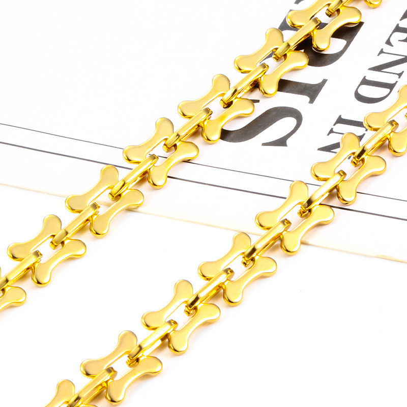 Stainless Steel Double Bone Cross Chain Jewelry Chain DIY Personality Necklace Bracelet Fashion Trendy Cool Accessories Decorative Chain