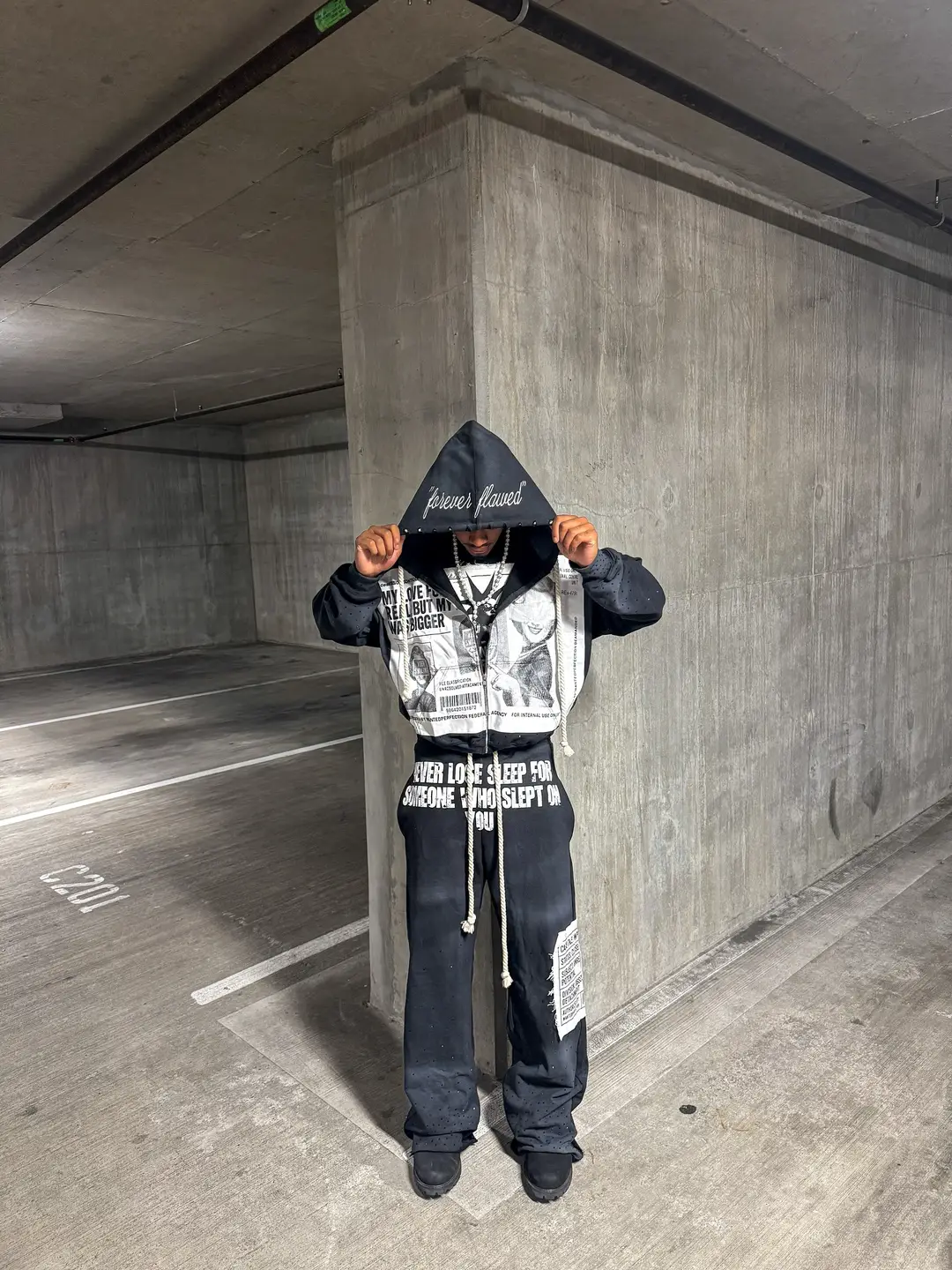 High Street Trendy Street Pants European and American Patchwork Embroidered Hoodie with a Dark Style Loose Casual Sweatpants Hoodie