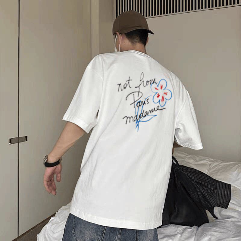 Drole De Monsieur pure cotton short sleeved T-shirt for men's summer niche trend 260g heavyweight cotton T-shirt QC-foto van TAOBAO op Qualit.ly