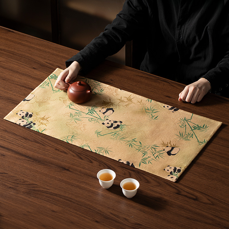 Polyester Xiangyun Yarn Tea Mat Double-sided Waterproof Non-slip Long Dry Bubble Mat High-end Thickened Zen Tea Table Fabric Wholesale