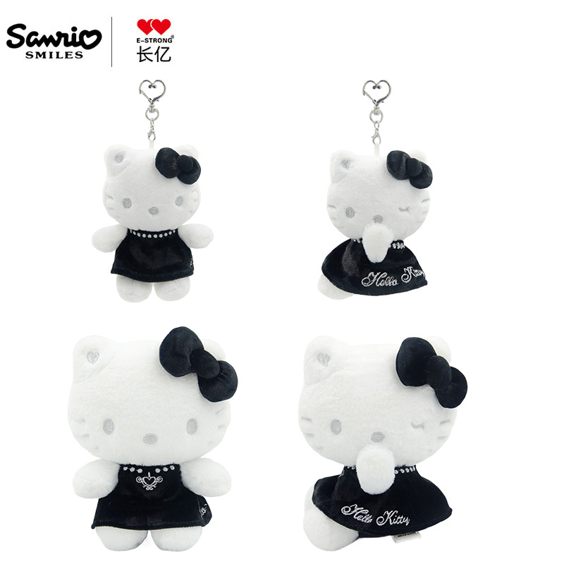Authentic Changyi Sanrio Hello Kitty Doll Keychain Black Gold Silver Kt Cat Plush Toy Keychain Pendant
