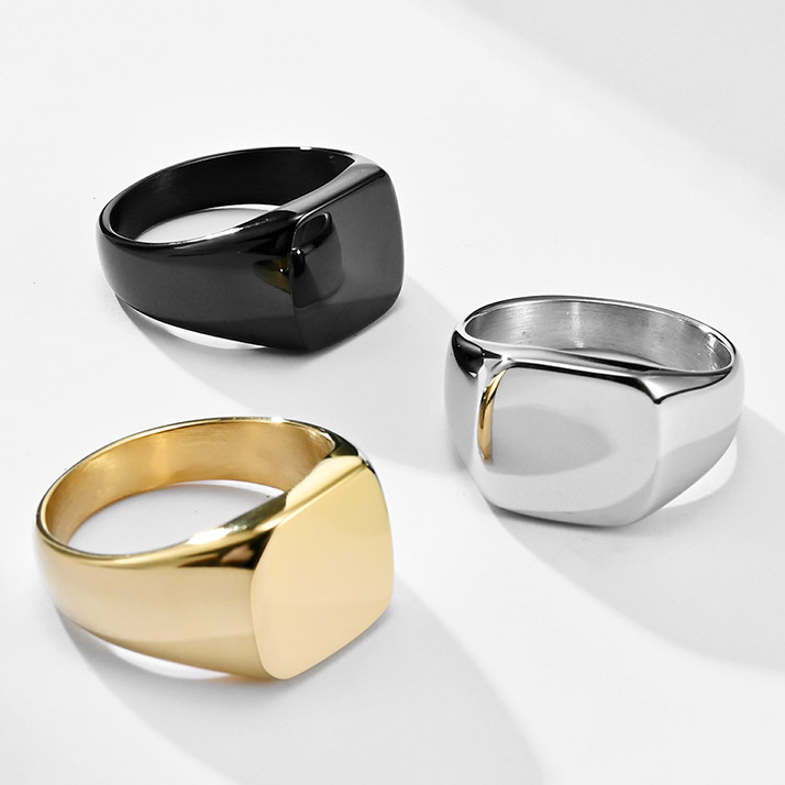 Cross-border e-commerce jewelry titanium steel smooth seal ring men's simple cold wind stainless steel hand jewelry spot