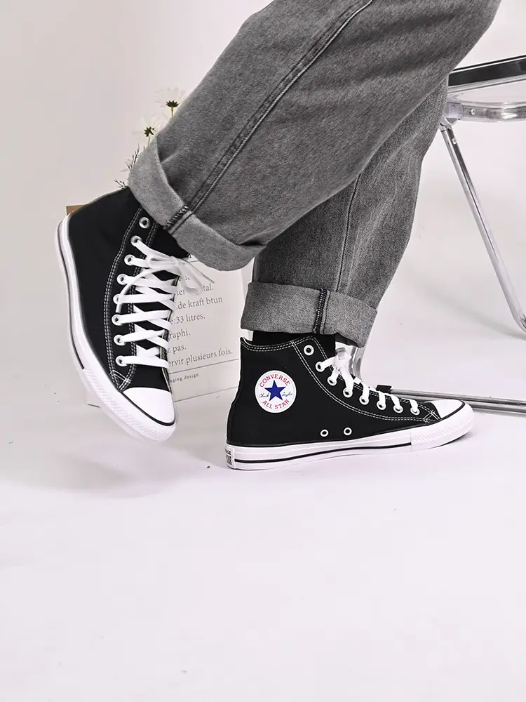 Converse/Converse All Starr High-Top Men's and Women's Shoes Classic Black Casual Canvas Shoes 101010