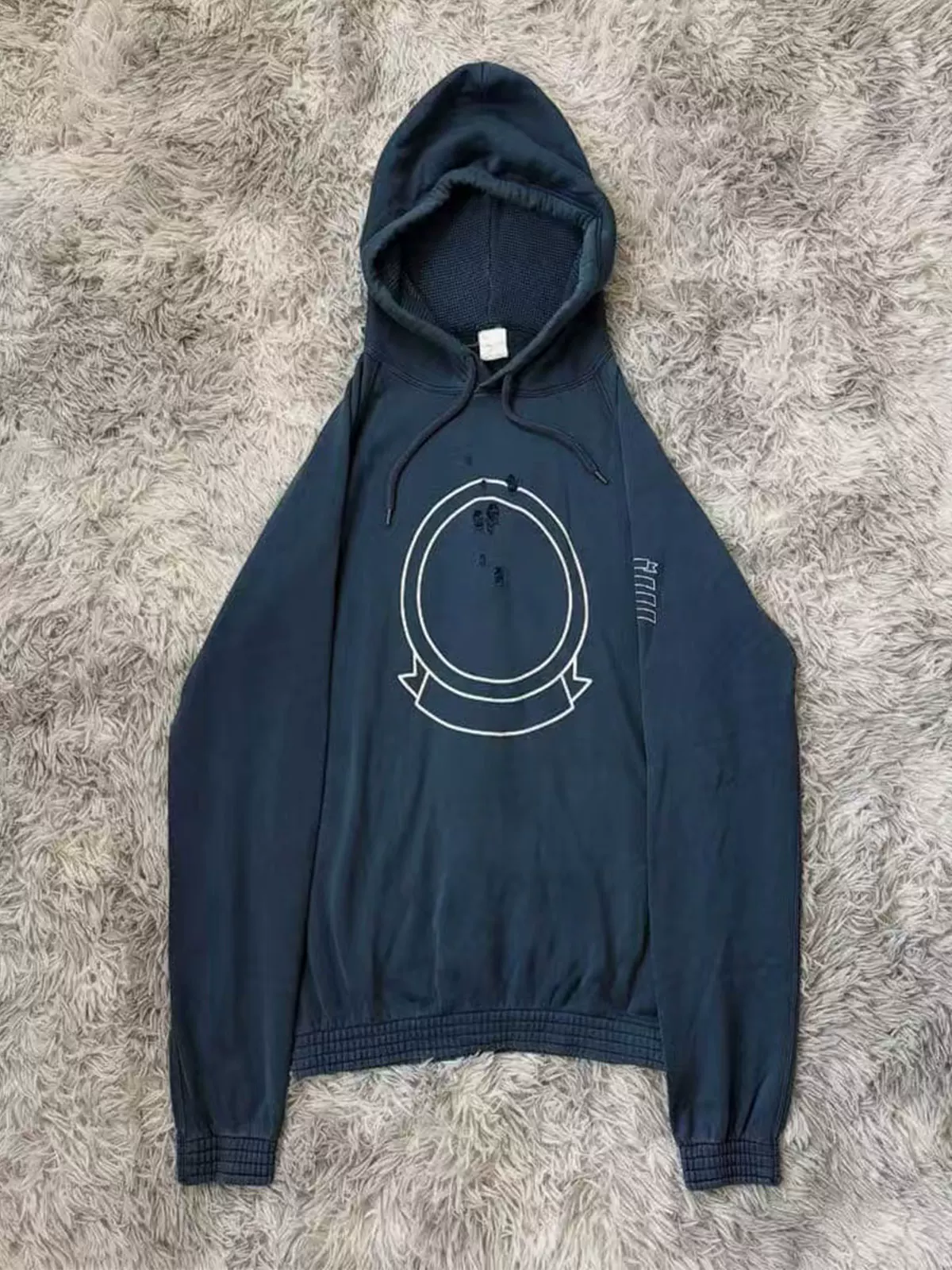 Independent Number(N)Ine Style 01Aw Emblem Blue Hoodie Blue Badge Hooded Sweatshirt Fotografie QC de pe TAOBAO pe Qualit.ly