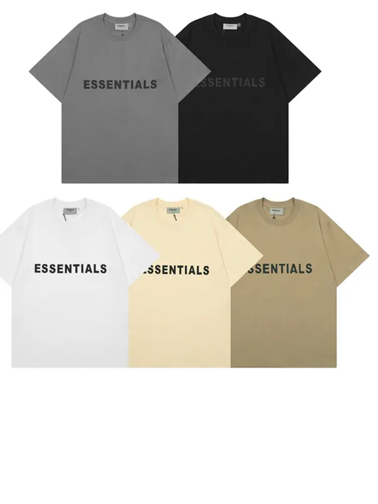 Repeat line ESSENTIALS American high street chest three-dimensional silicone letters short sleeve t-shirt ins tide men FOG half sleeve
