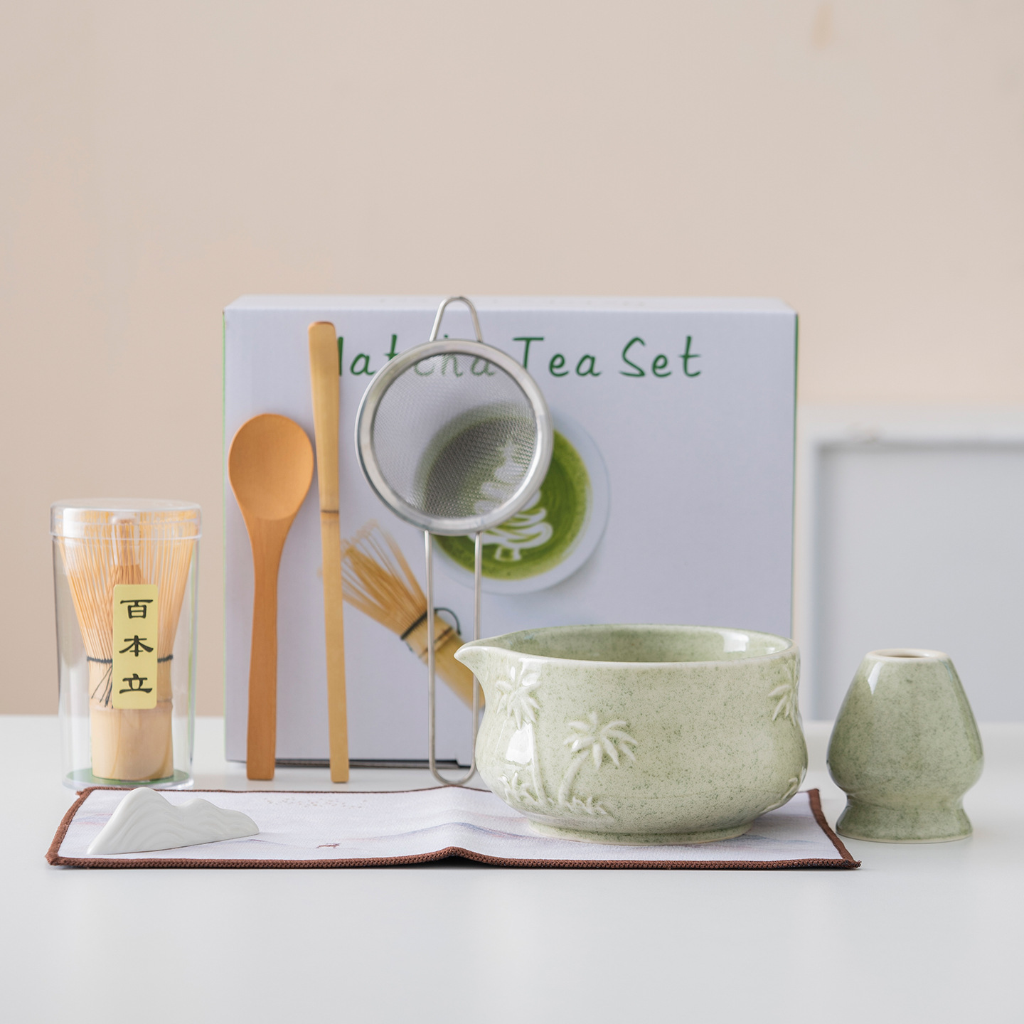 Tropical Coconut Tree Matcha Bowl Ceramic Matcha Tea Set Amazon Cross-Border Exclusive Tea Whisk and Tea Tools Accessories