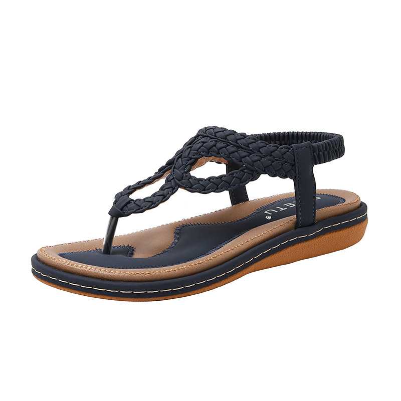 (Sold Out, No Restock) 2025 Summer European and American Woven Casual Flat Comfortable Large Size Women's Sandals Wholesale Dropshipping