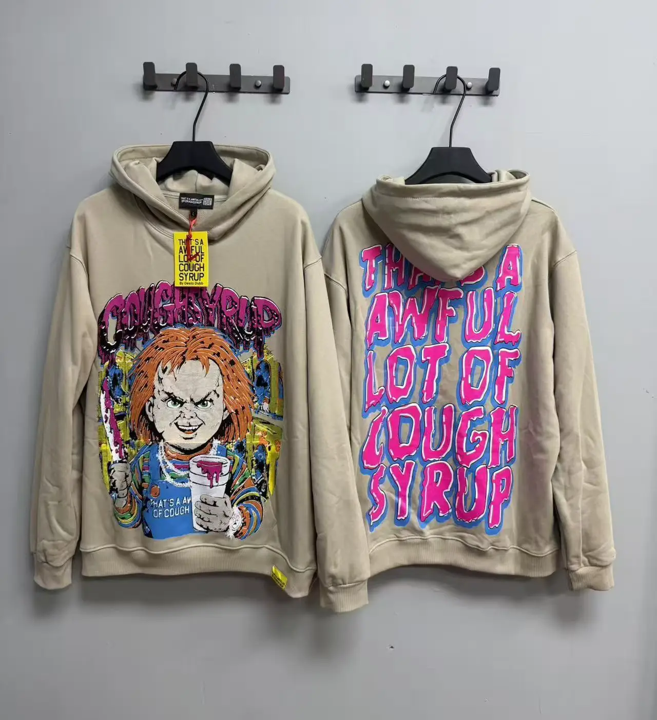 Dropshipping Cross-Border Foreign Trade American Trendy Brand Cough Syrup Sweatshirt Hooded Casual Loose Men's and Women's Velvet Hoodie