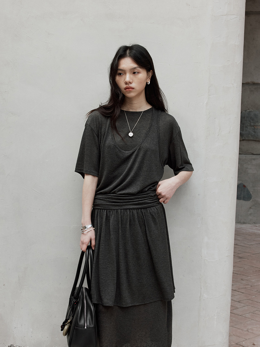 Love and Nancy Thirteen Lines 2026 Spring/Summer Korean Style Solid Color Soft Skin-Friendly Breathable Round Neck Short Sleeve T-Shirt for Women 04150