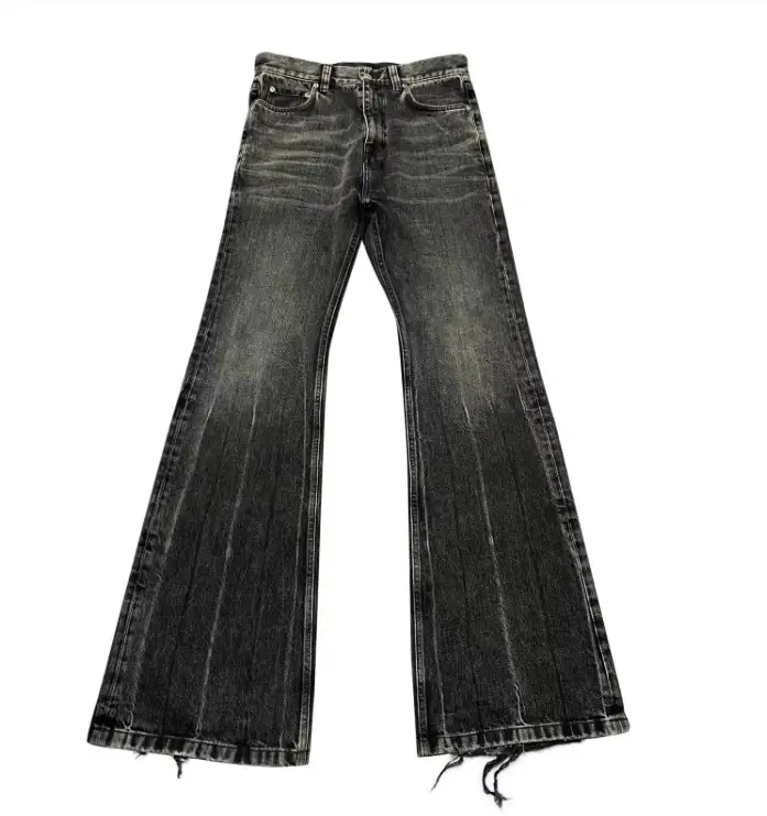 (In Stock) 22Fw Flared Trousers Black and Gray Low-Waist Slightly Flared Damage Denim 91Yxng Same St