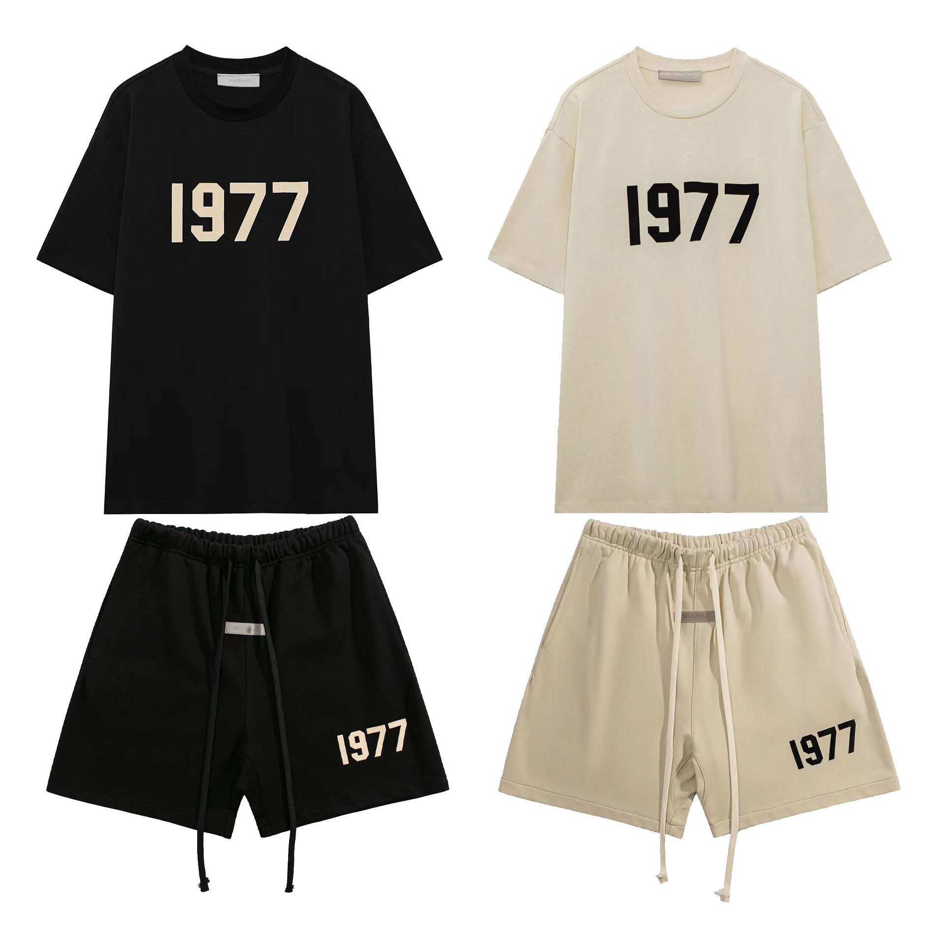 Cross-Border Foreign Trade Summer Short-Sleeved Shorts Set 1977 Printed Casual Unisex Versatile Loose Fit 2-Piece Set QC photo from 1688 on Qualit.ly