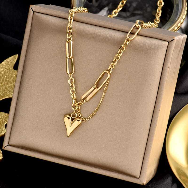 European and American Love Personality Necklace Women's Retro Hip Hop Fadeless Fashion Niche Ins Trendy Fashion Elegant Clavicle Chain