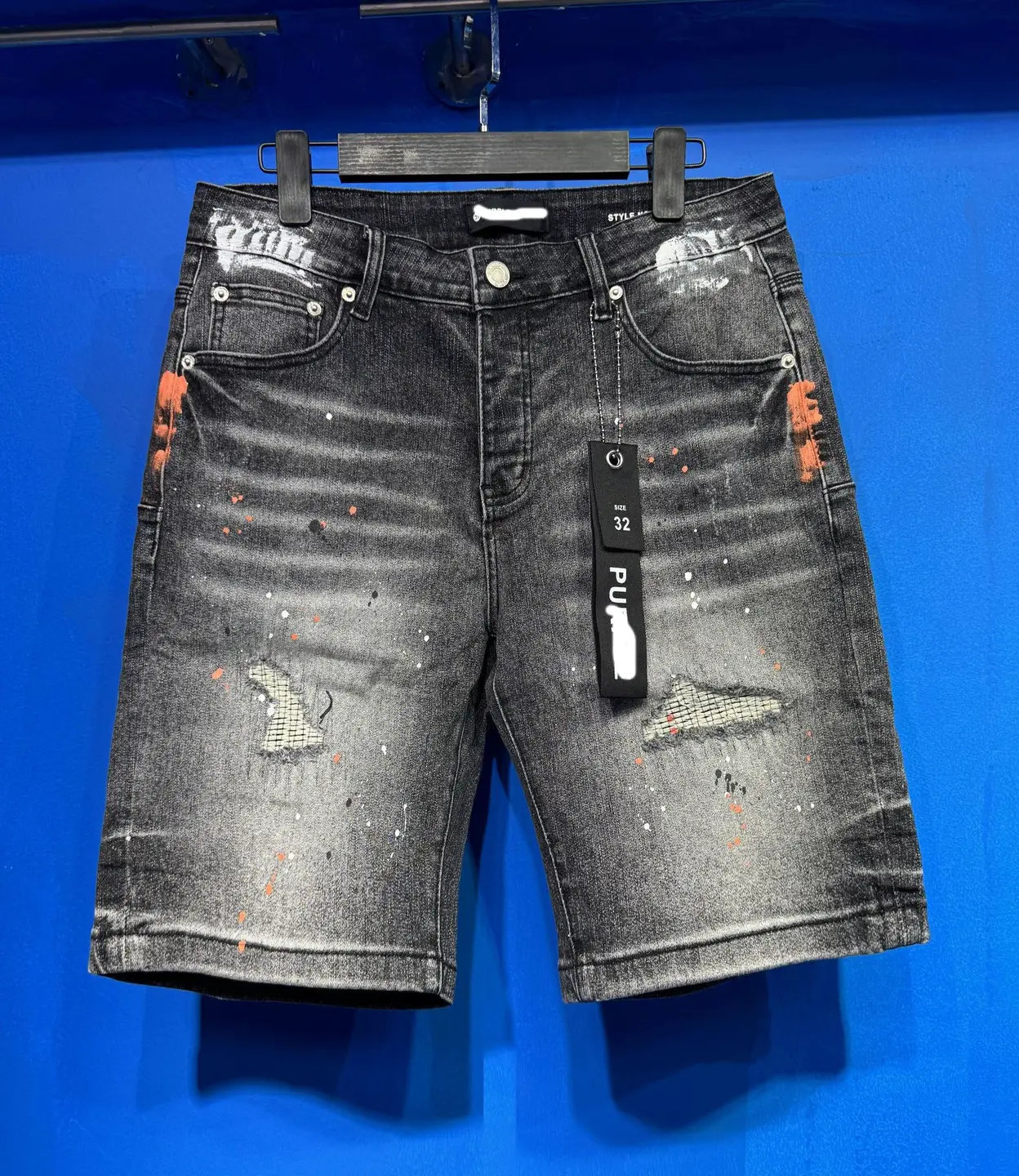 Cross-Border Trendy Brand Jb Pur Summer Straight-Leg Denim Washed Distressed Ripped Men's Denim Shorts and Long Pants Autumn Ple